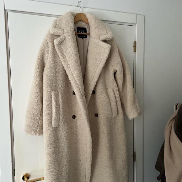 Zara Faux Fur Fleece Coat Size S - Picture 7 of 12